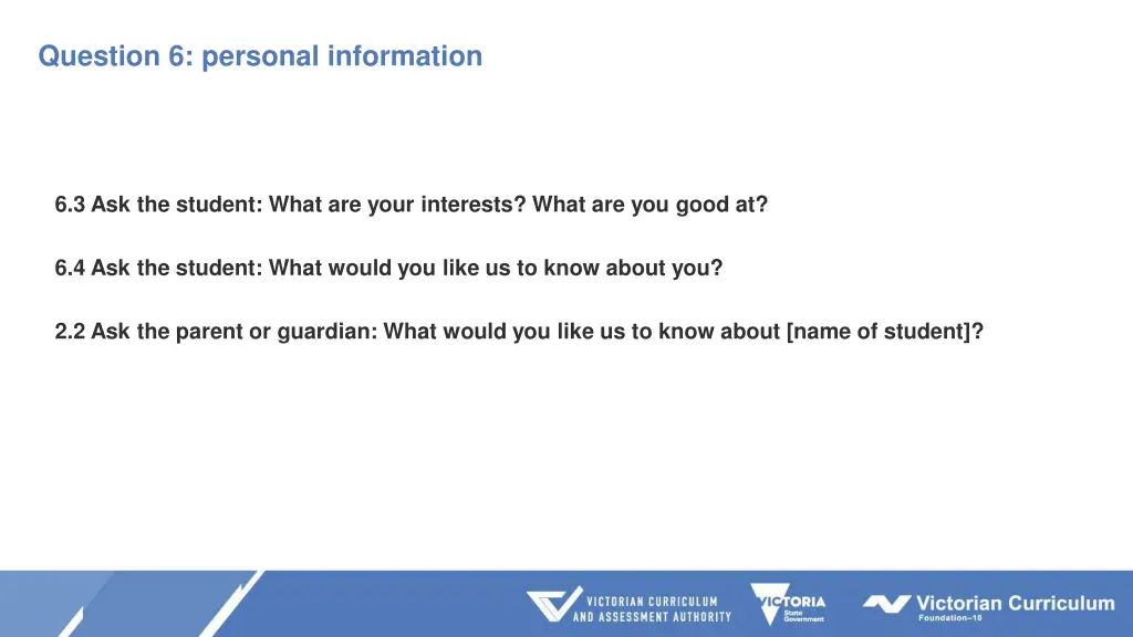 question 6 personal information