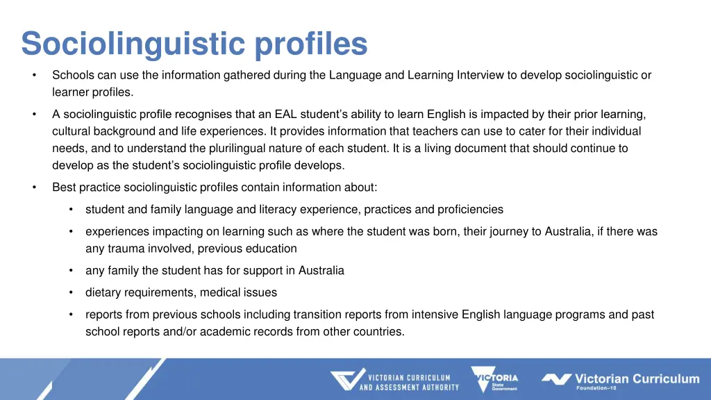 sociolinguistic profiles schools