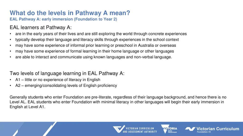 what do the levels in pathway a mean eal pathway