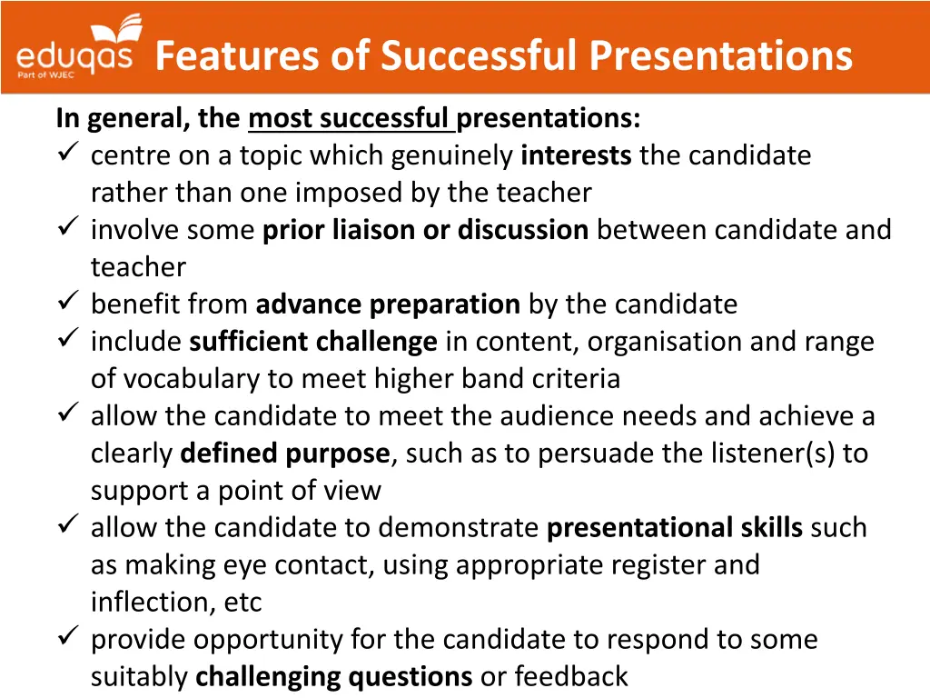 features of successful presentations