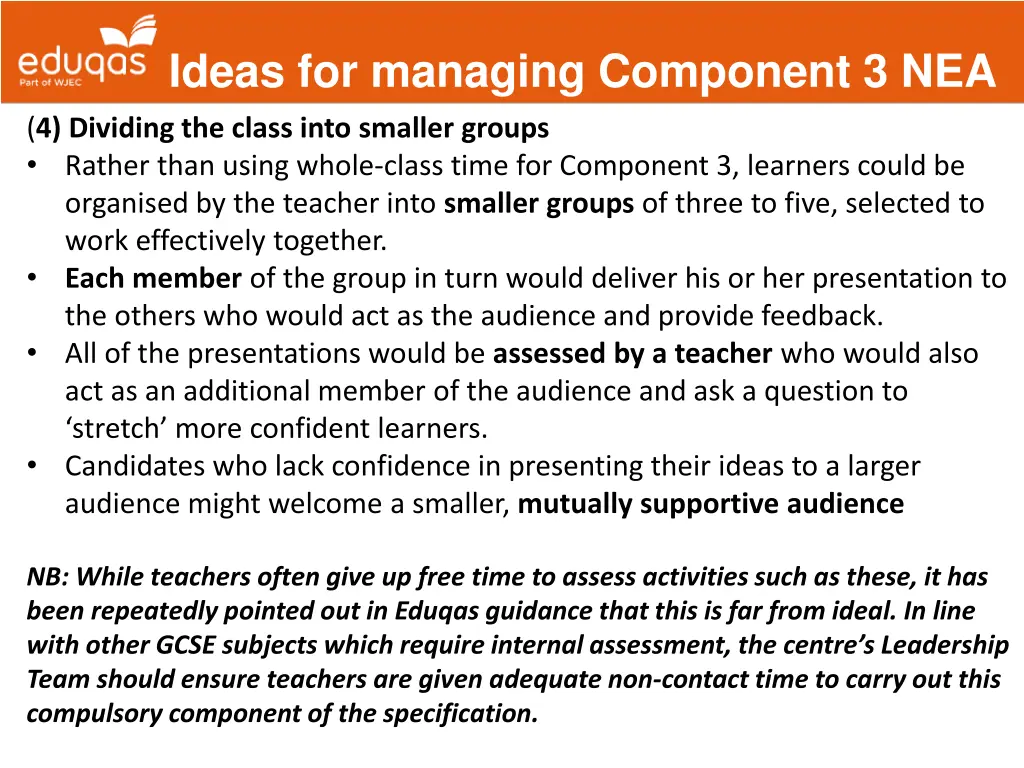 ideas for managing component 3 nea 3