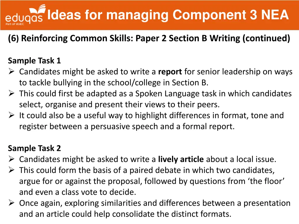 ideas for managing component 3 nea 6