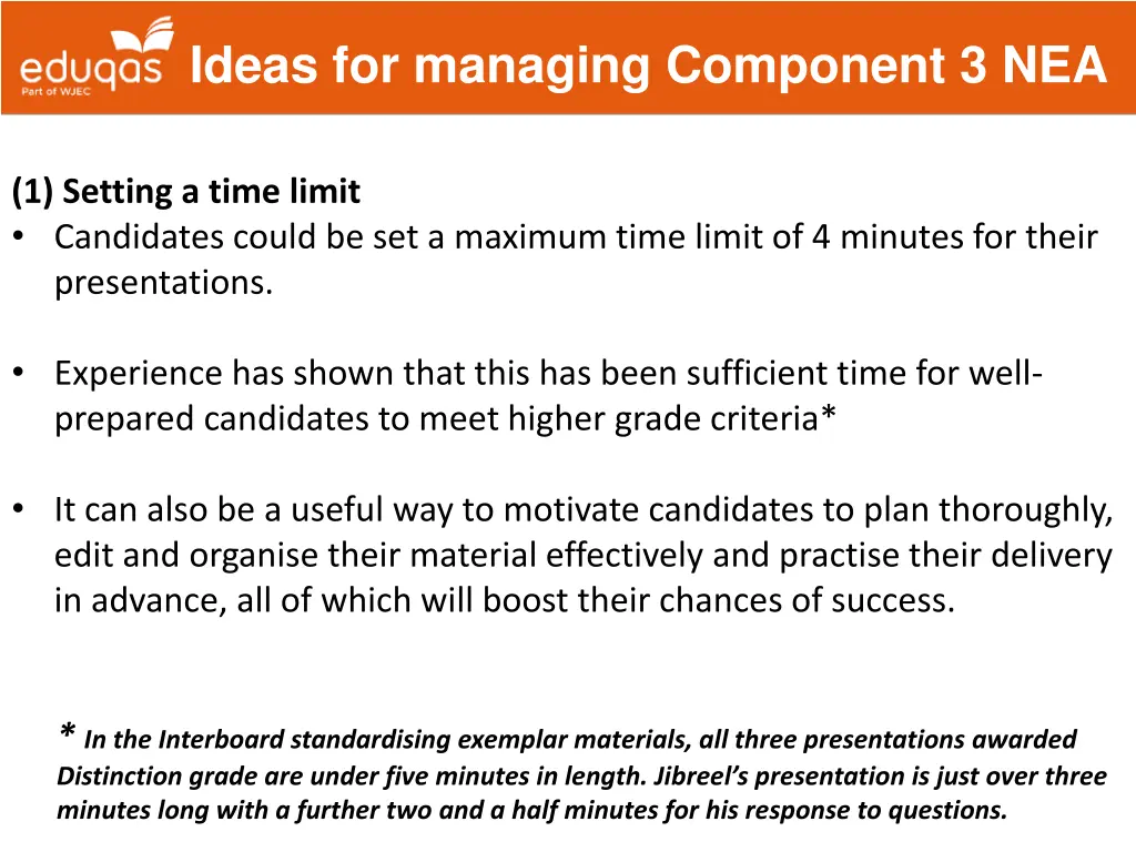 ideas for managing component 3 nea