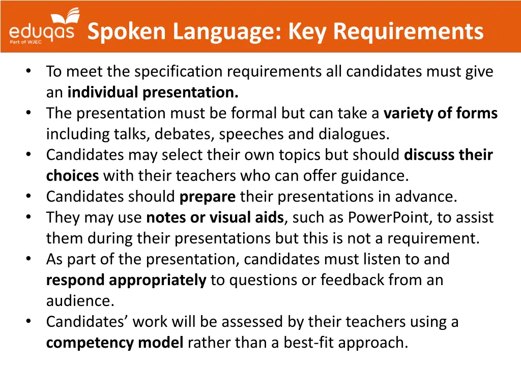 spoken language key requirements