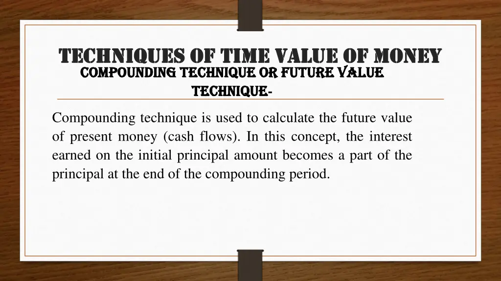 techniques of time value of money techniques