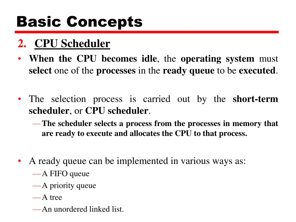 basic concepts 2 cpu scheduler when