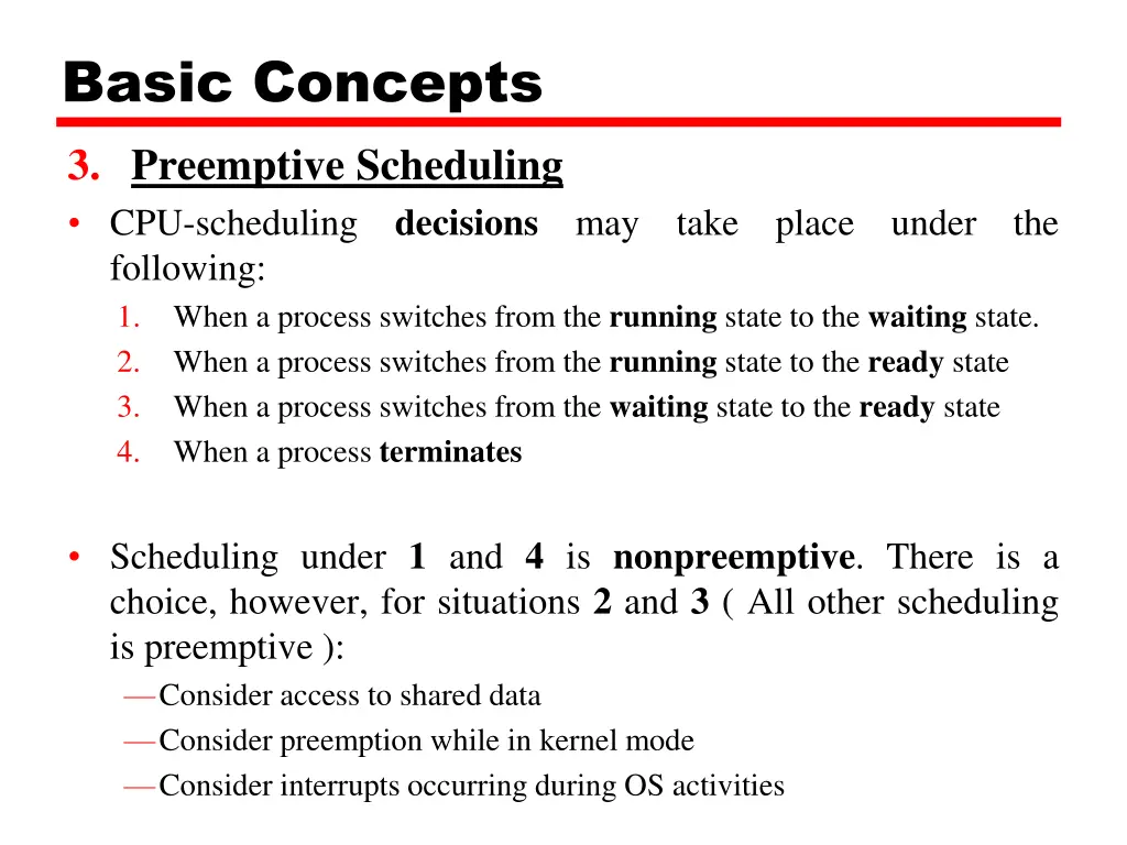 basic concepts 3 preemptive scheduling