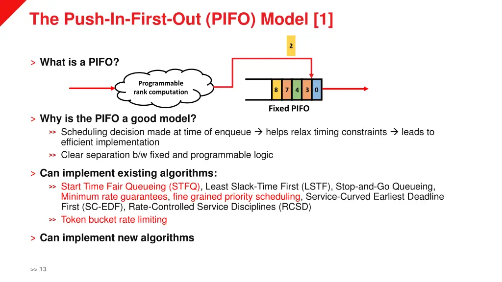 the push in first out pifo model 1