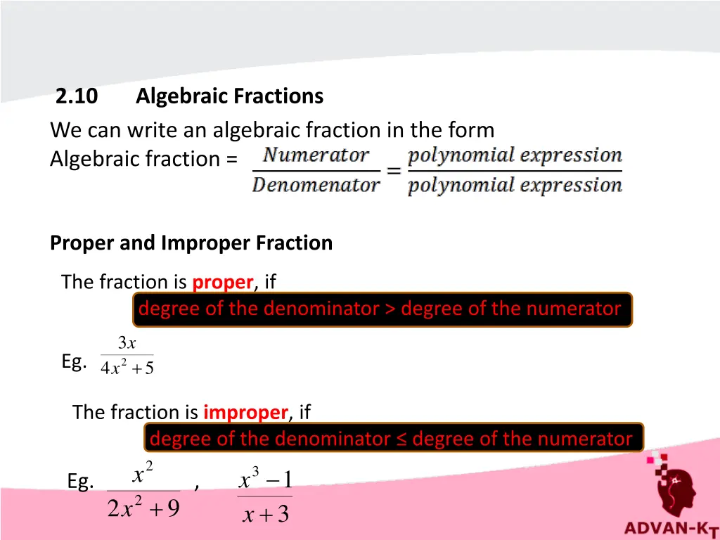 2 10 algebraic fractions we can write