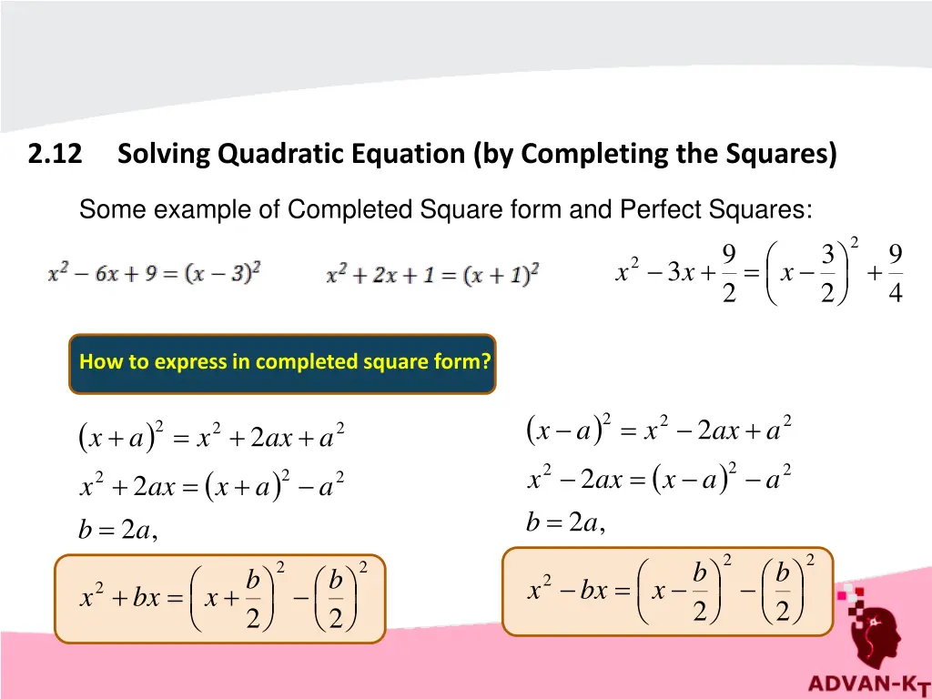 2 12 solving quadratic equation by completing