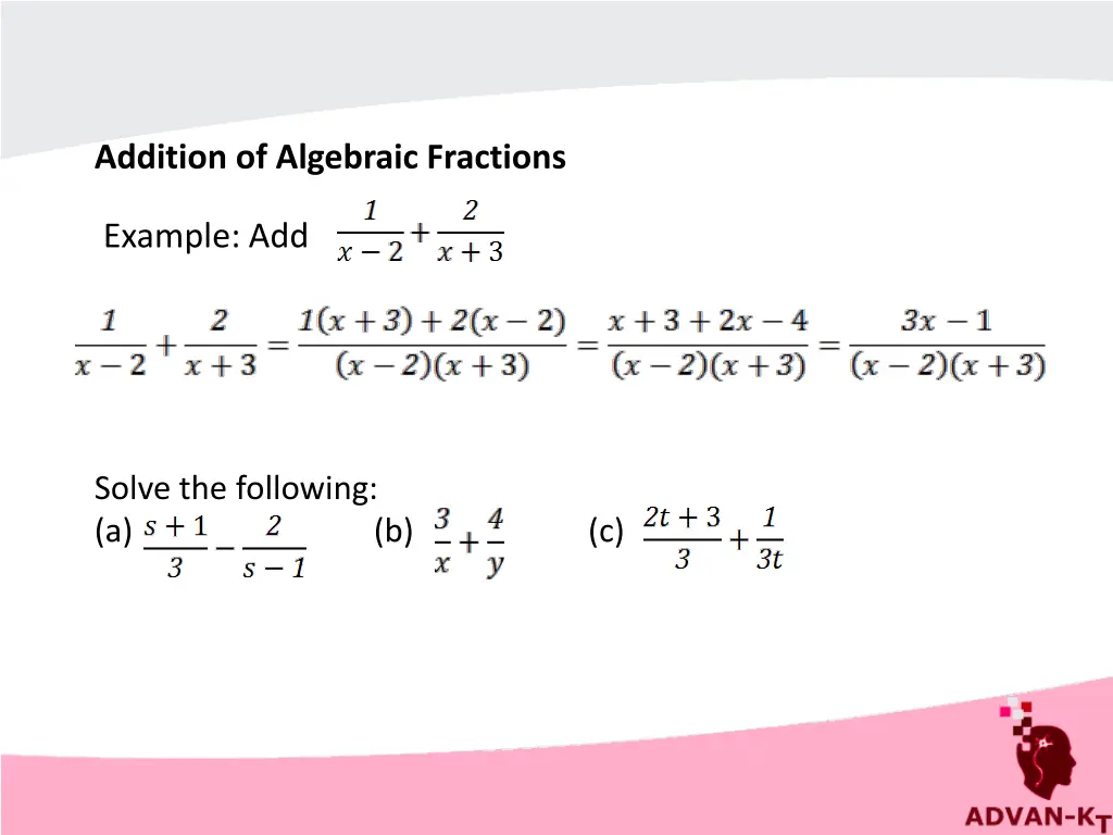 addition of algebraic fractions