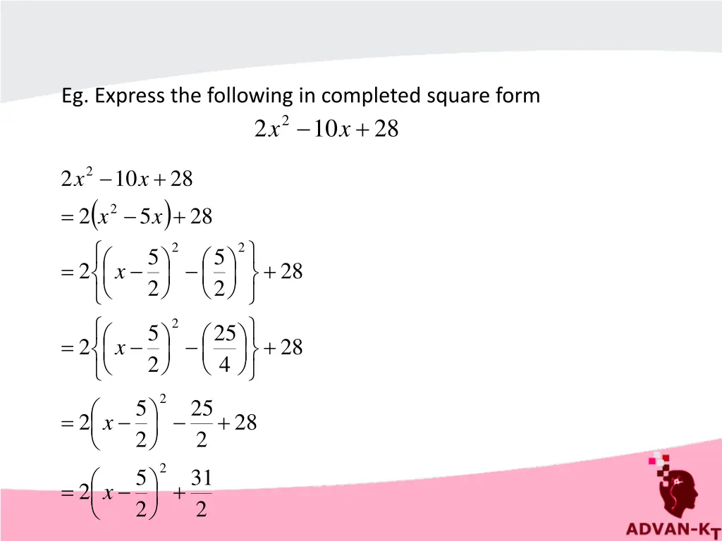 eg express the following in completed square form 1