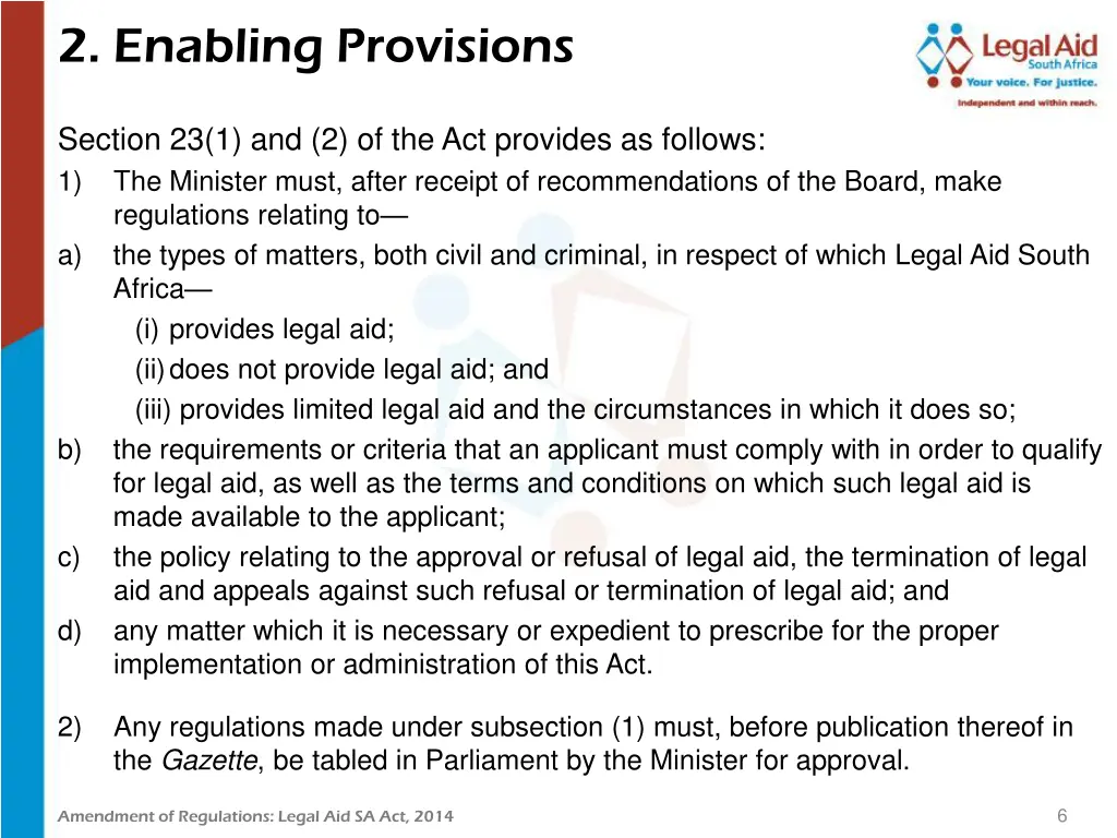 2 enabling provisions 1