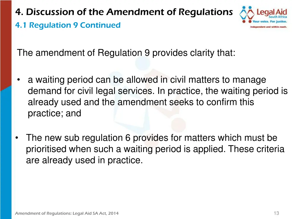 4 discussion of the amendment of regulations 1