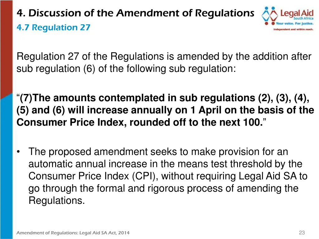 4 discussion of the amendment of regulations 11