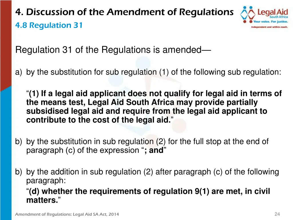 4 discussion of the amendment of regulations 12