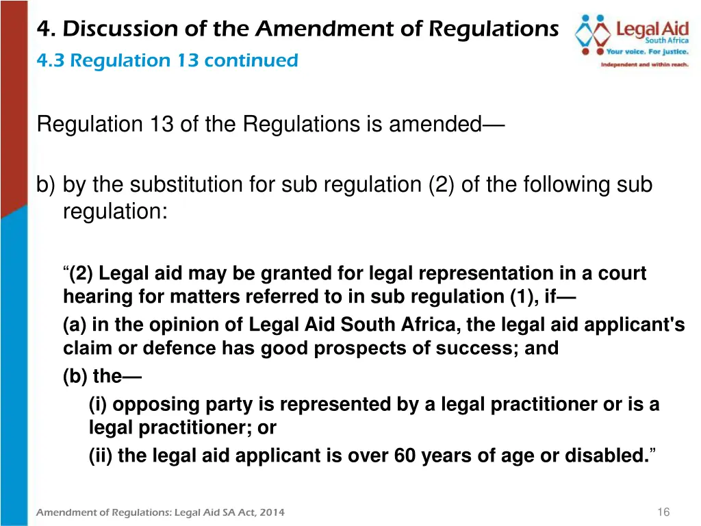 4 discussion of the amendment of regulations 4