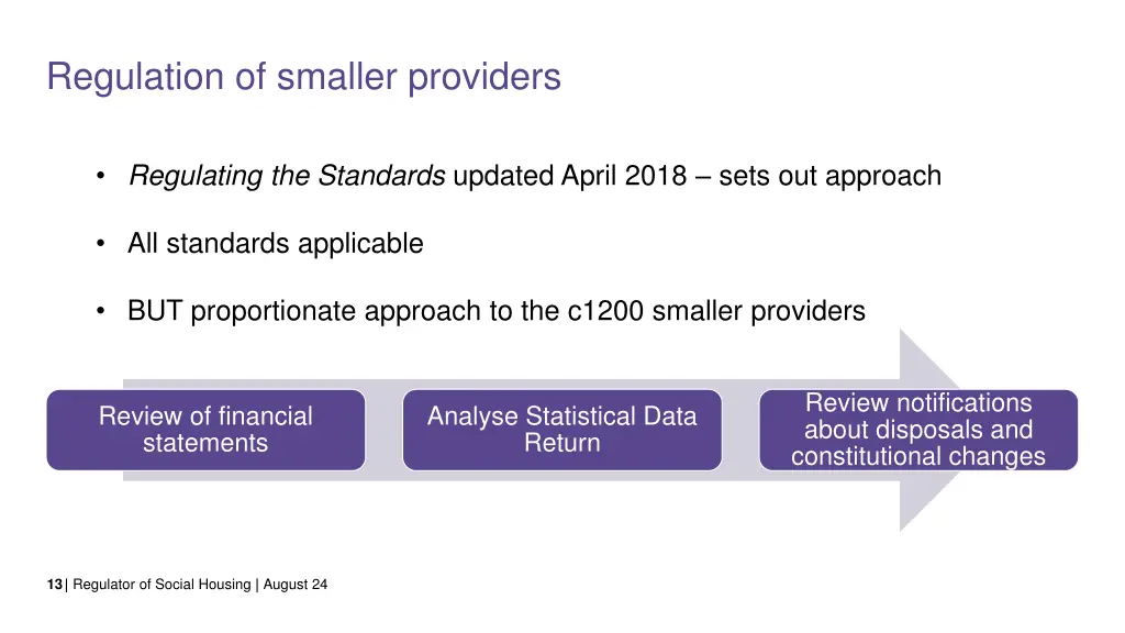 regulation of smaller providers