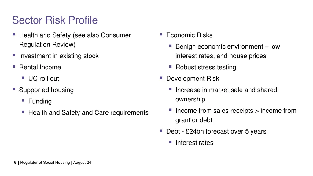 sector risk profile health and safety see also