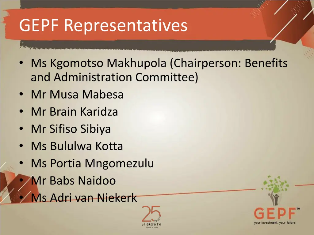 gepf representatives