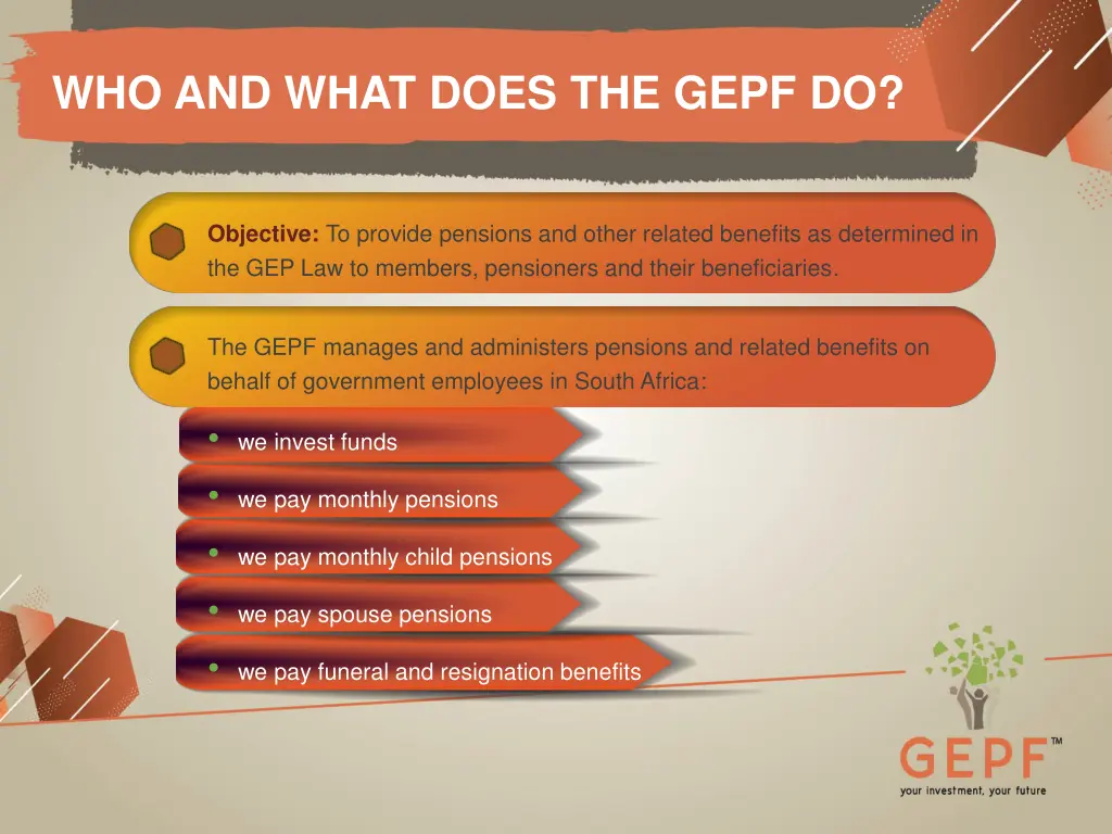 who and what does the gepf do