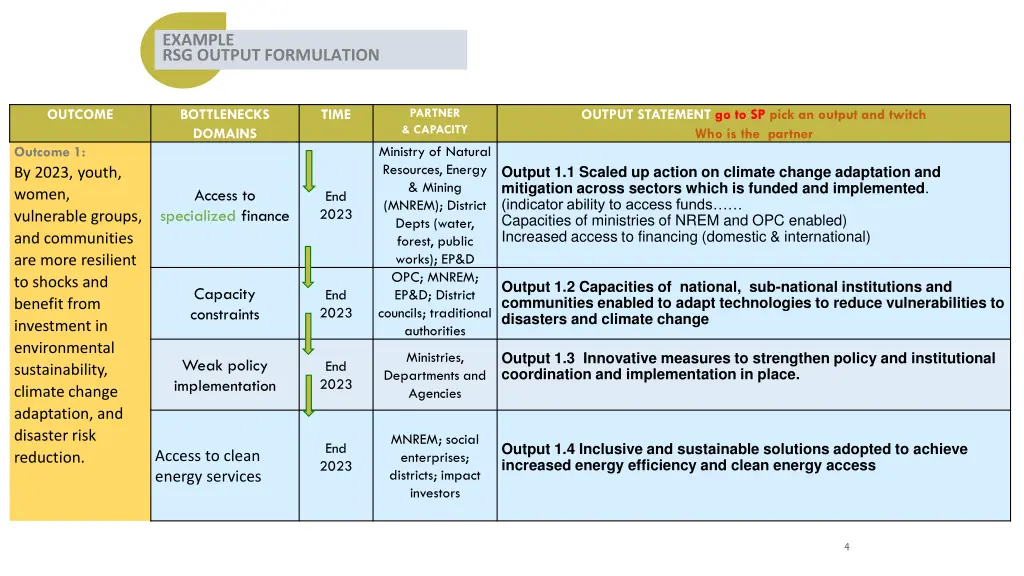 example rsg output formulation