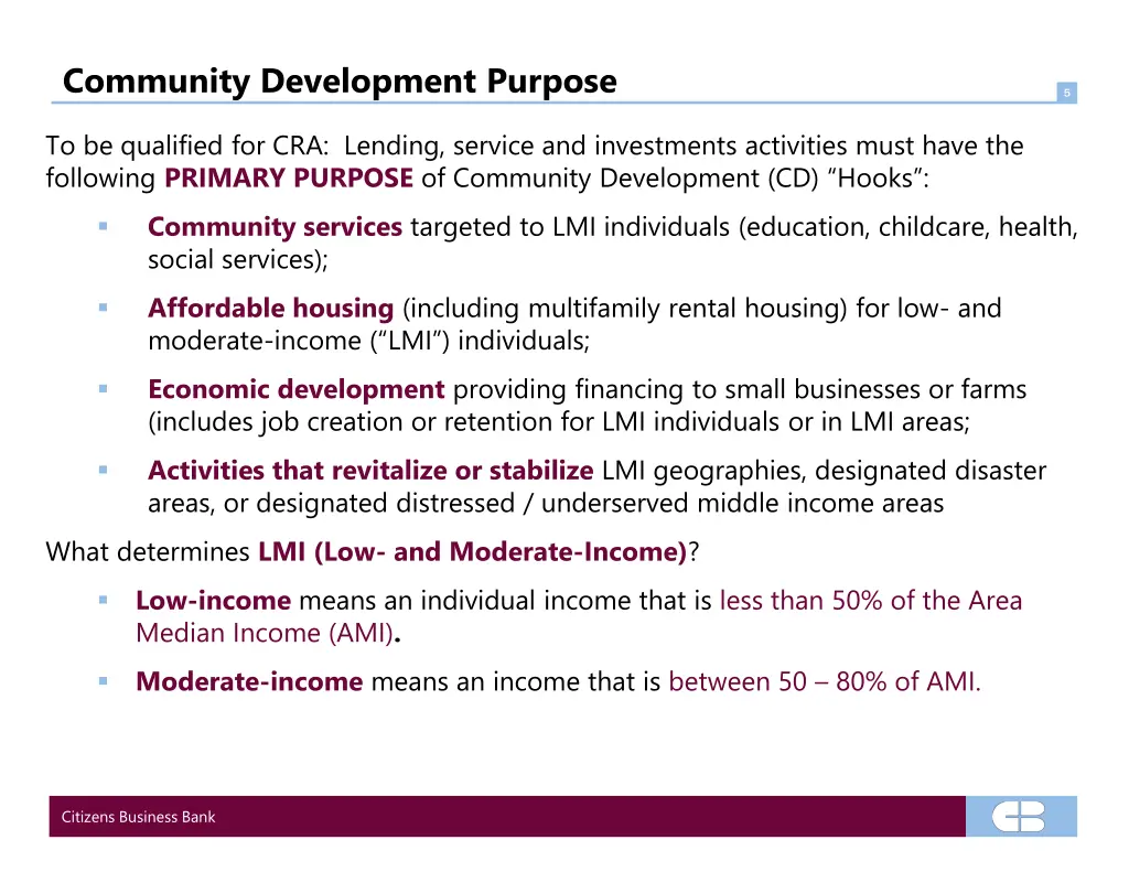 community development purpose