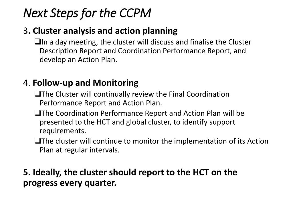 next steps for the ccpm next steps for the ccpm