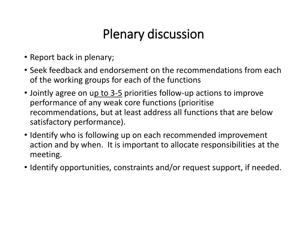 plenary discussion plenary discussion