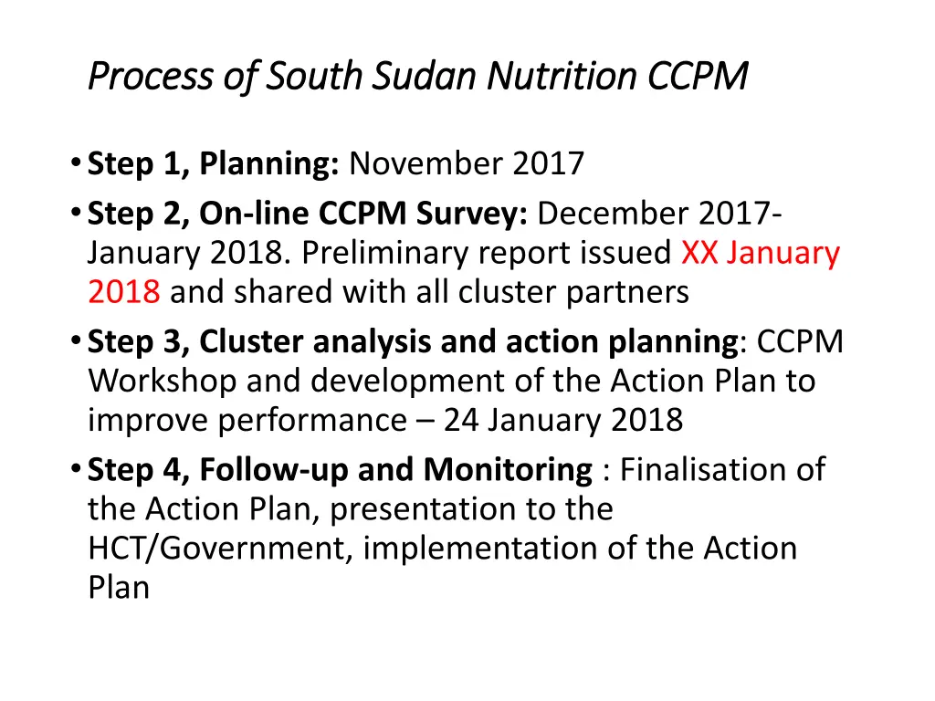 process of south sudan nutrition ccpm process