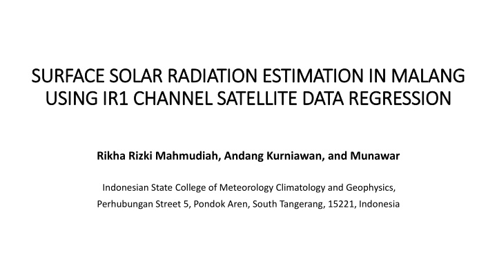 surface solar radiation estimation in malang