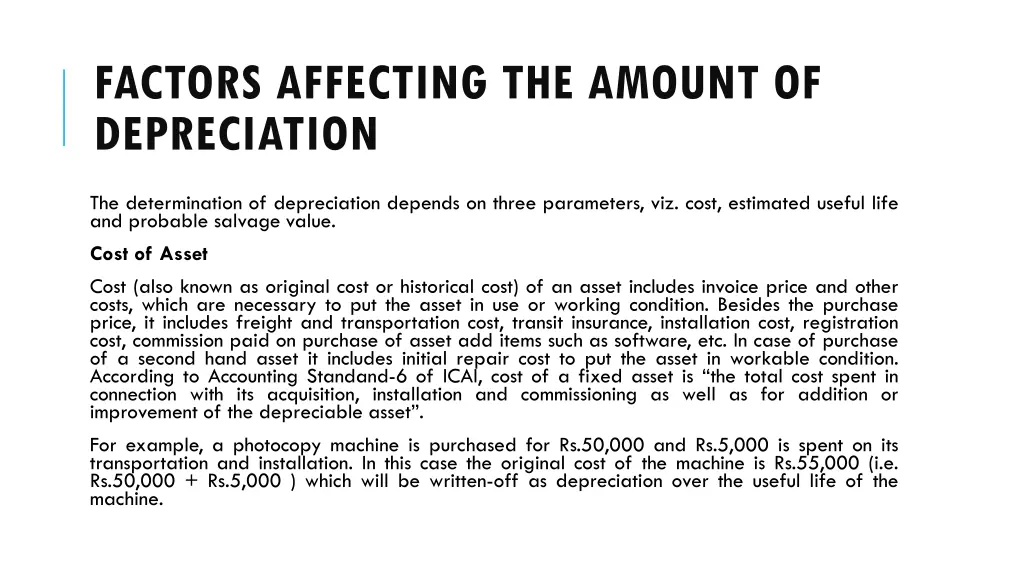 factors affecting the amount of depreciation 1