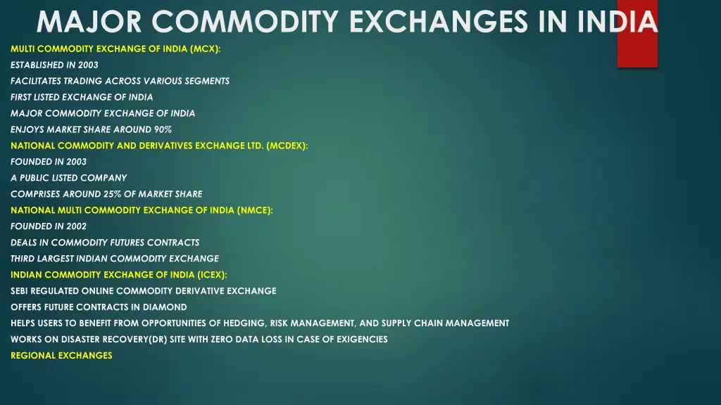 major commodity exchanges in india multi