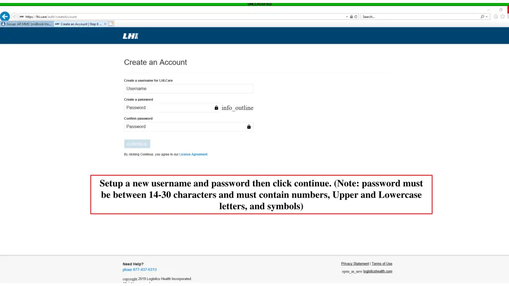 setup a new username and password then click