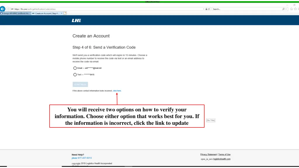 you will receive two options on how to verify