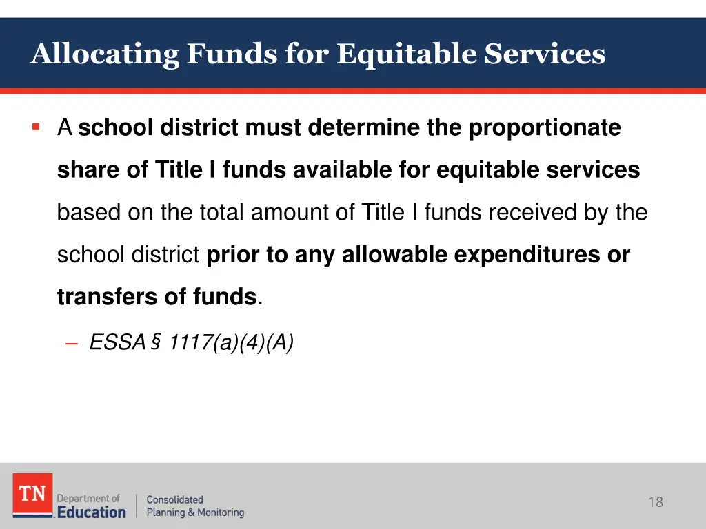 allocating funds for equitable services 1