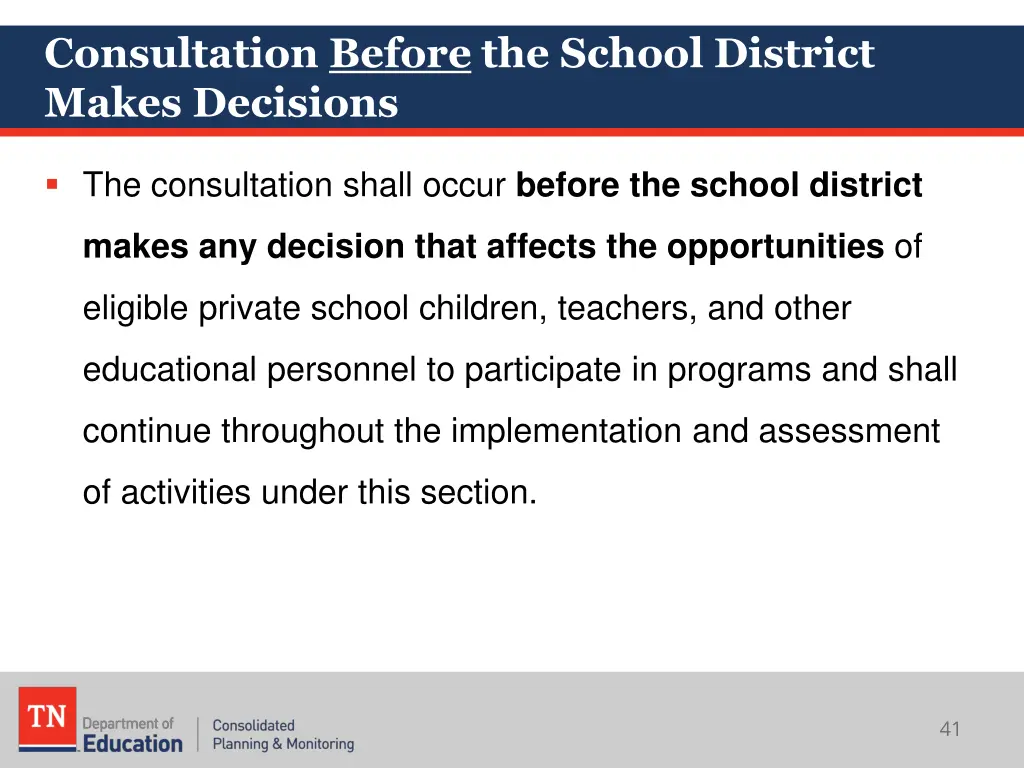 consultation before the school district makes