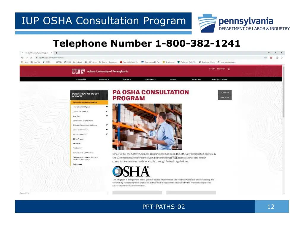 iup osha consultation program