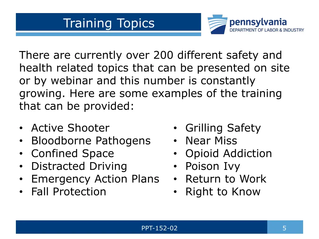 training topics