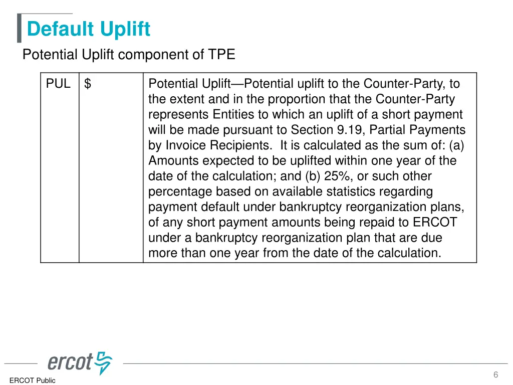 default uplift potential uplift component of tpe