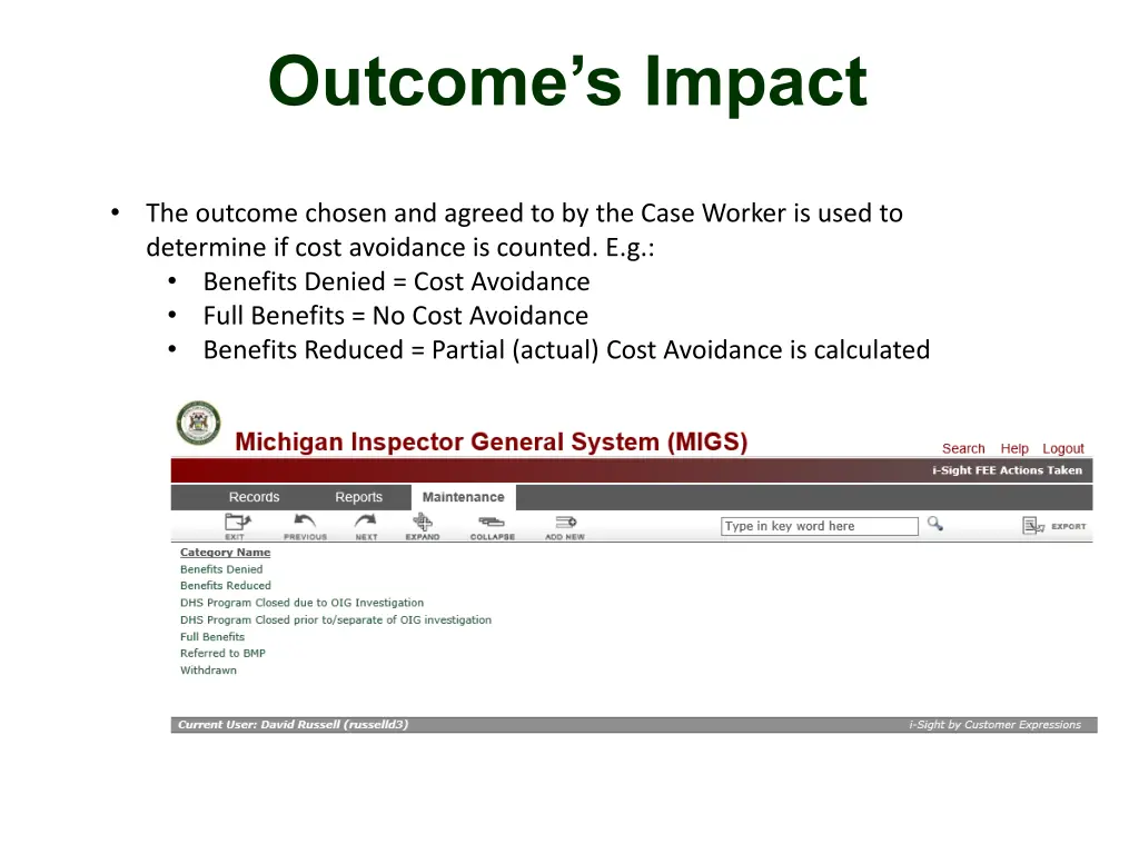 outcome s impact