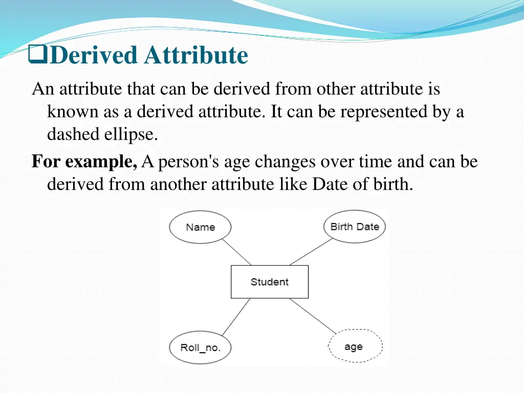 derived attribute an attribute that