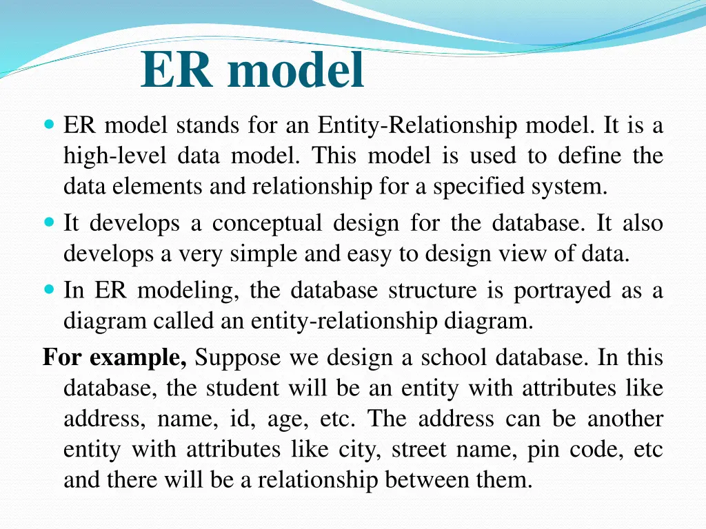 er model er model stands for an entity