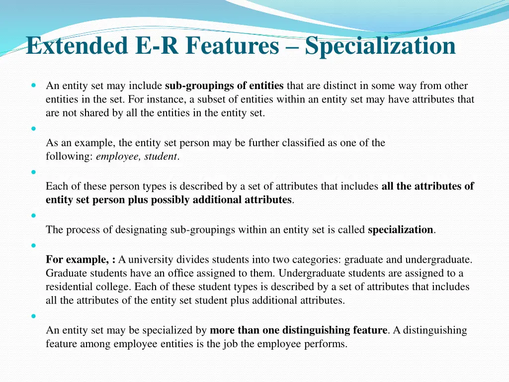 extended e r features specialization