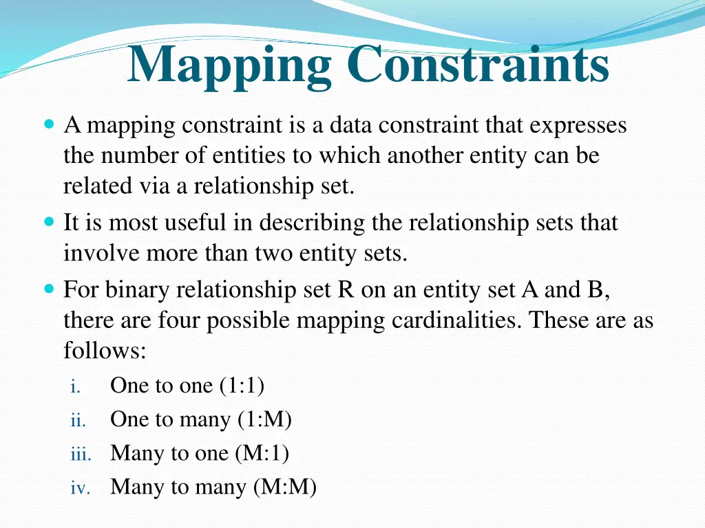 mapping constraints