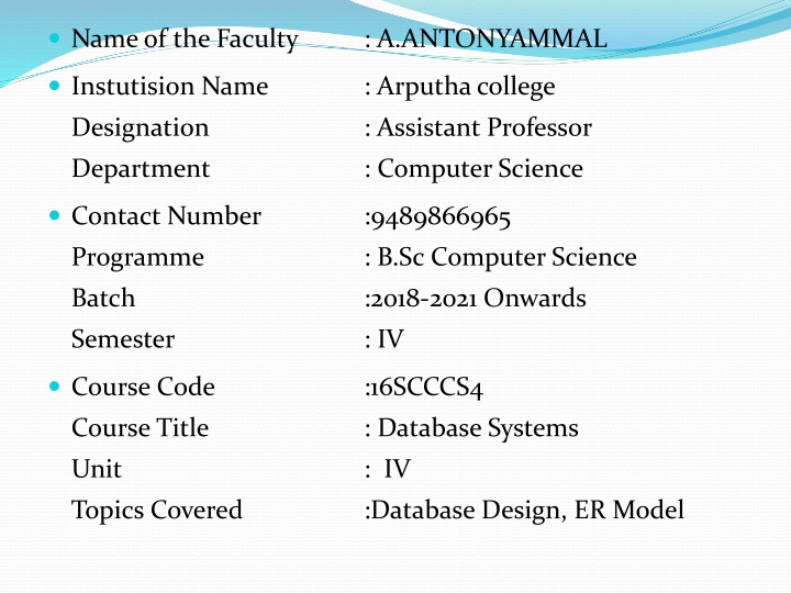 name of the faculty