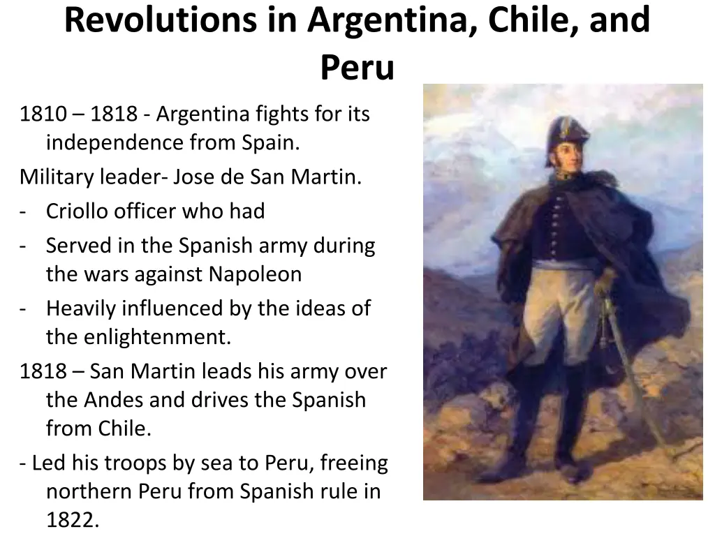 revolutions in argentina chile and peru