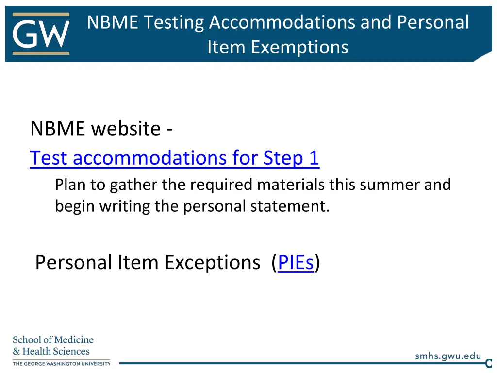 nbme testing accommodations and personal item