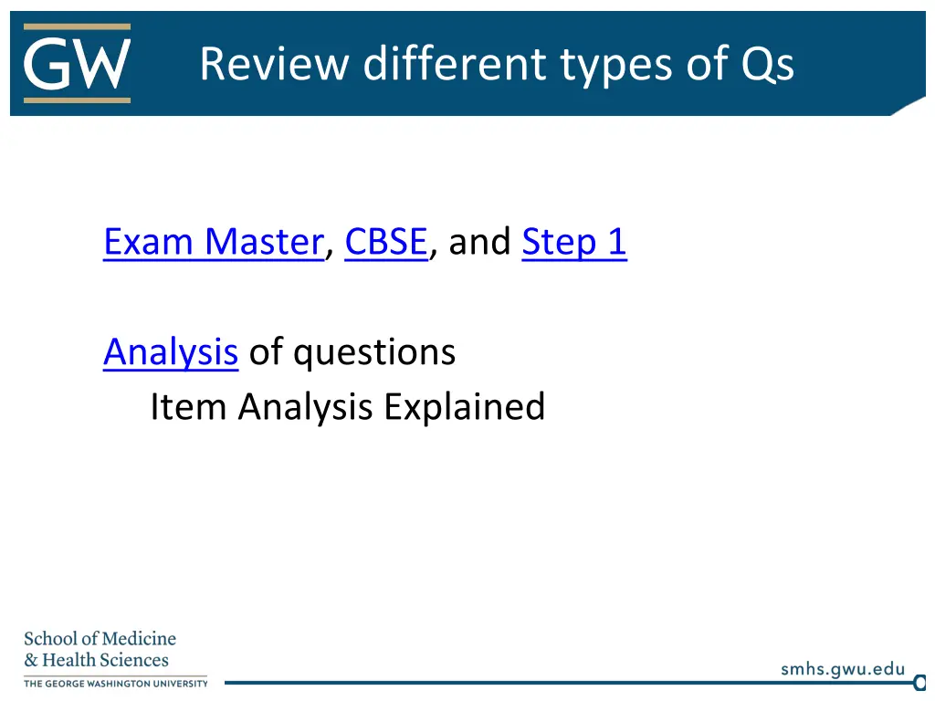 review different types of qs