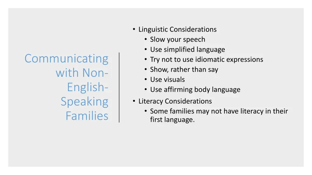 linguistic considerations slow your speech